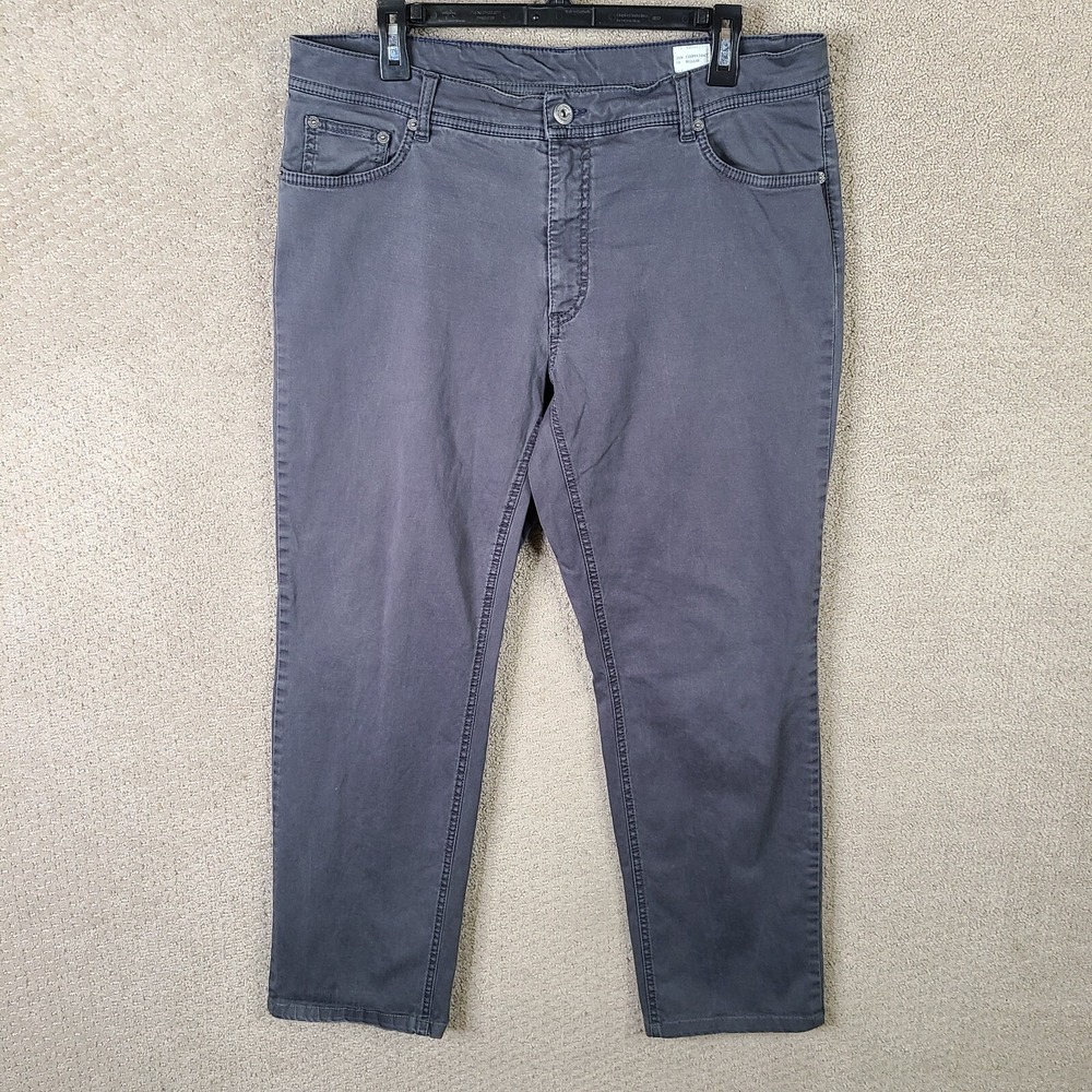 Brax Pants Mens 38x34 (35x28) Gray Cooper Fancy‎ Straight 5 Pocket Chino Stretch